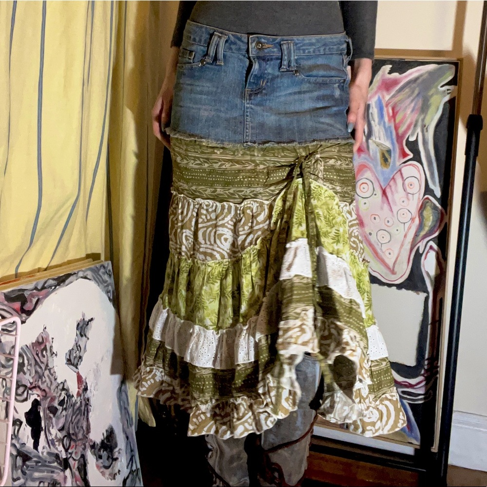 Denim tiered y2k skirt